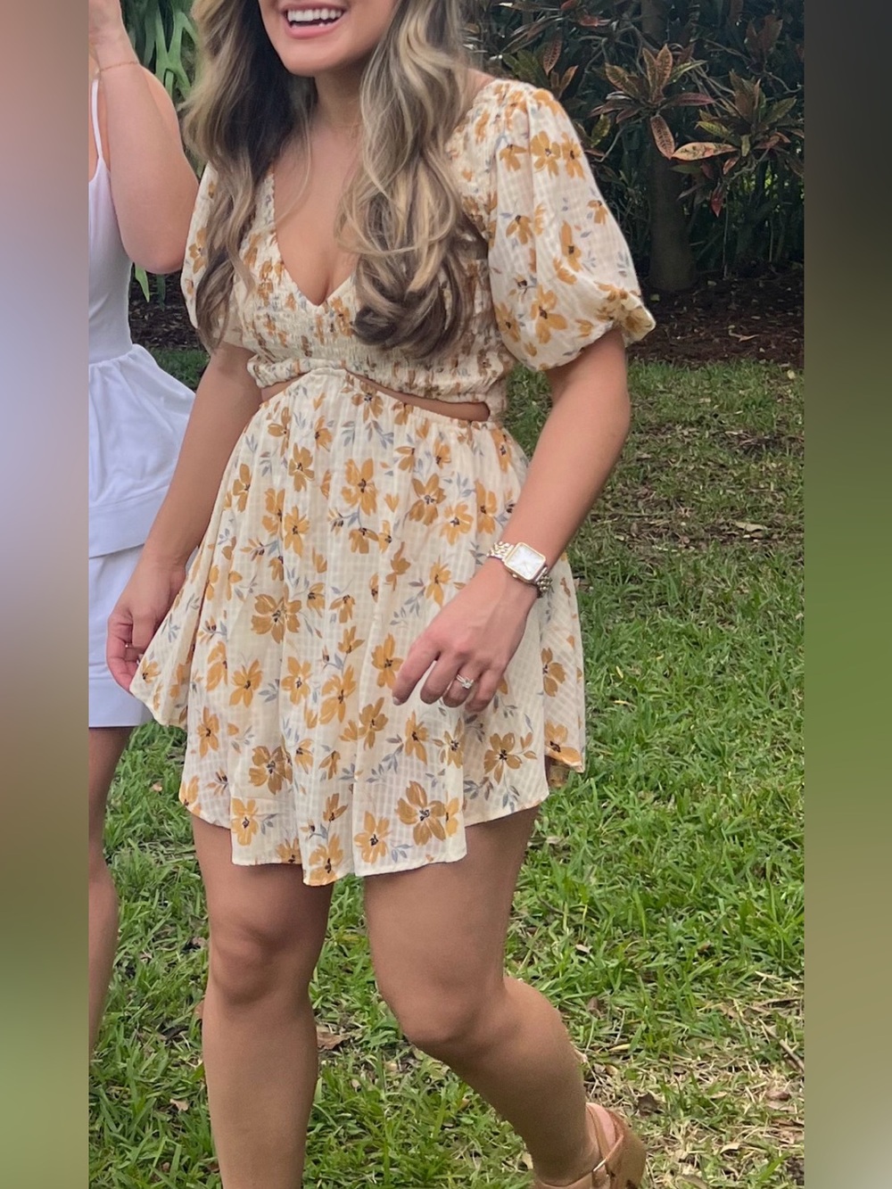 Princess Polly Cream Mini Dress with Yellow Floral Print